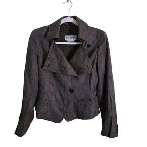 Max Mara Brown Patterned Wool Silk Asymetrical Button-Front Jacket Size 4